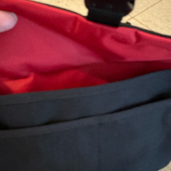 MANHATTAN PORTAGE crossbody.  Black with red lining. - Picture 8 of 9